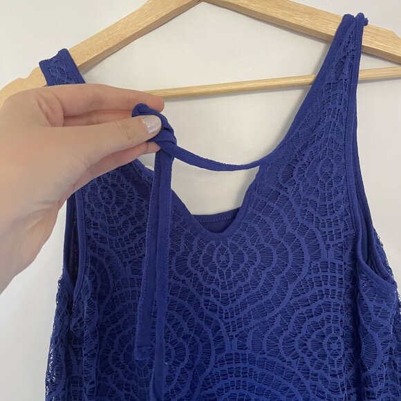 Lauren Conrad Womens Blue Lace Tank Top S lightweight summer top casual - Picture 5 of 6